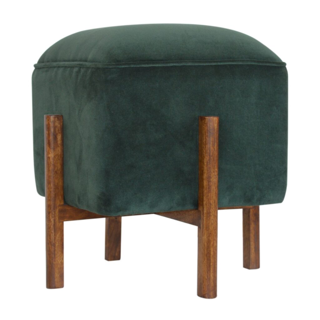 Emerald Velvet Solid Wood Footstool - Image 2