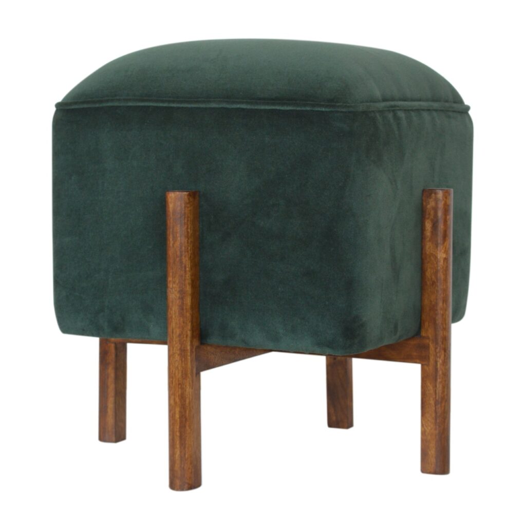 Emerald Velvet Solid Wood Footstool - Image 3