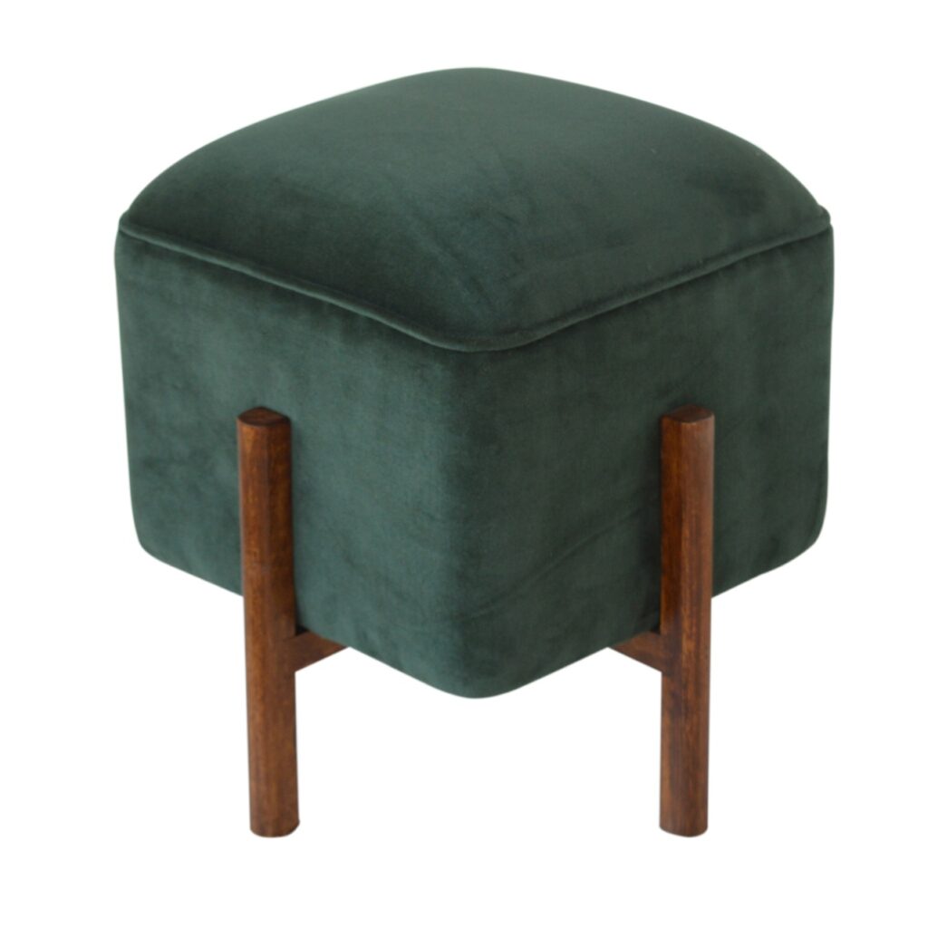 Emerald Velvet Solid Wood Footstool - Image 4