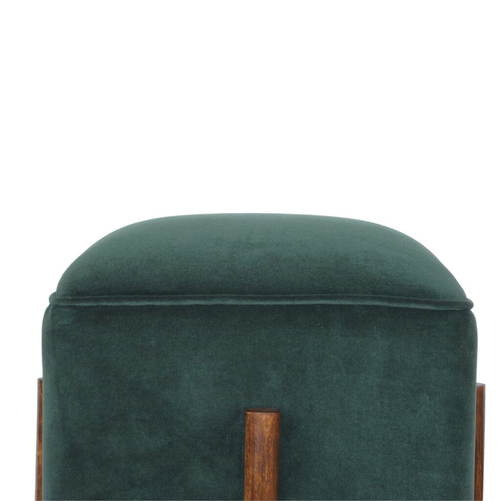 Emerald Velvet Solid Wood Footstool - Image 6