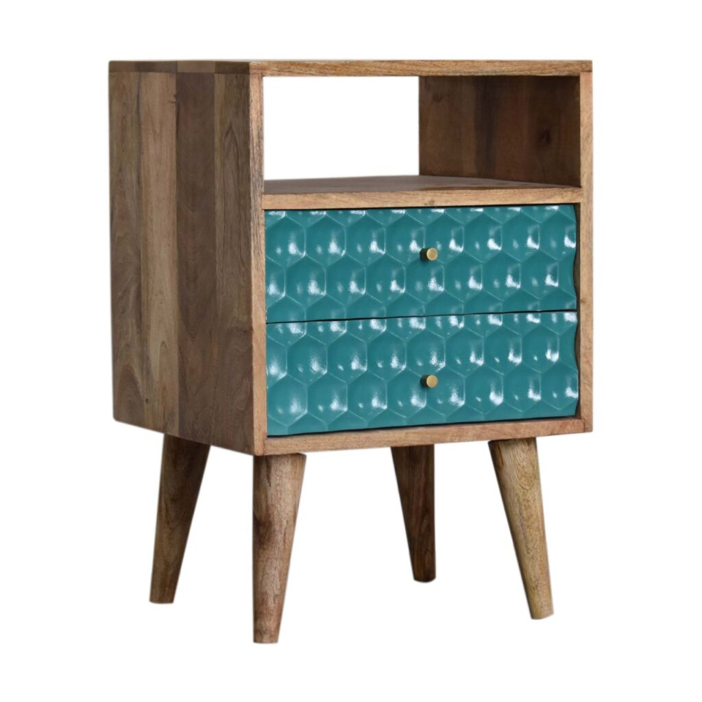 Honeycomb Teal Open Slot Bedside - Image 3