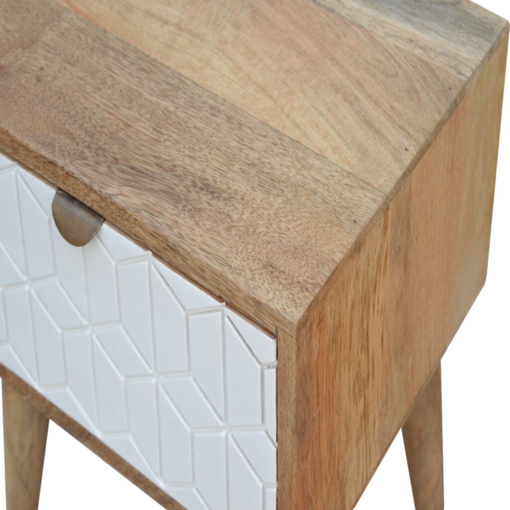 Sleek White Carved Bedside - Image 5