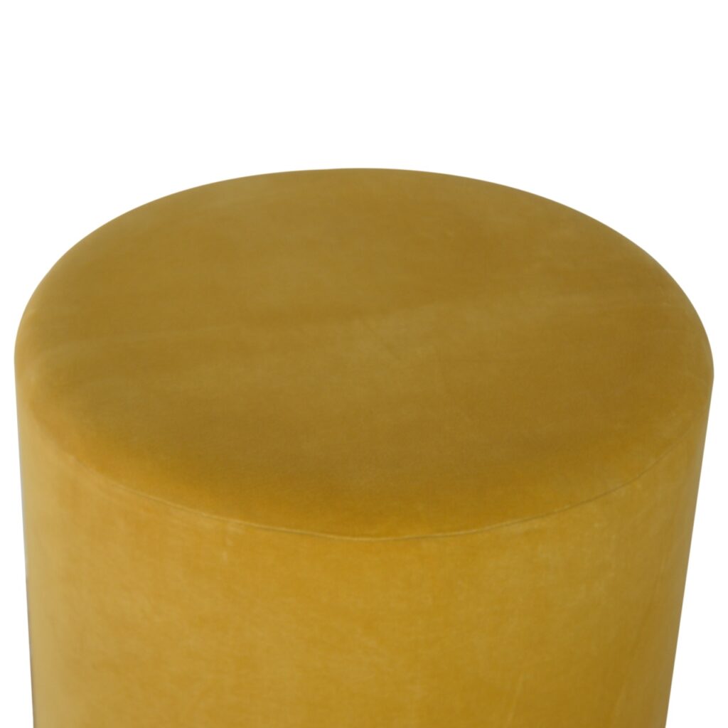 IN818 - Mustard Velvet Footstool with Gold Base - Image 7