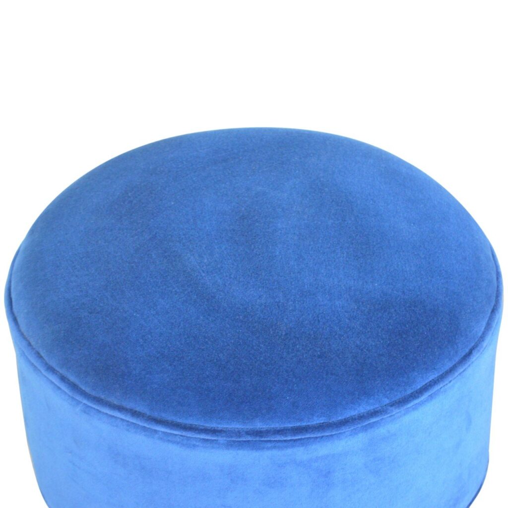 Royal Blue Velvet Nordic Footstool - Image 7