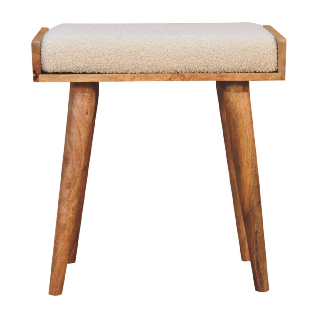 Boucle Cream Tray Style Footstool - Image 2