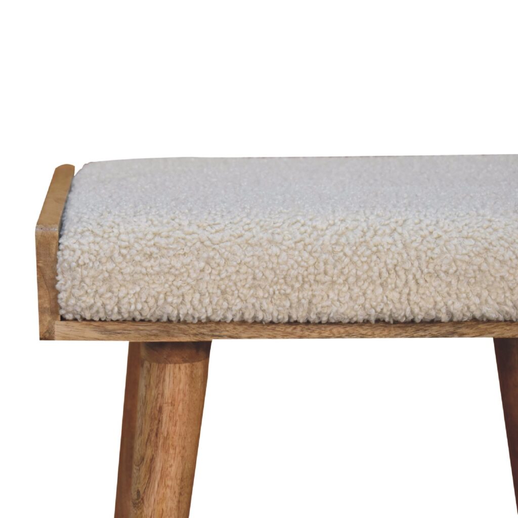 Boucle Cream Tray Style Footstool - Image 5