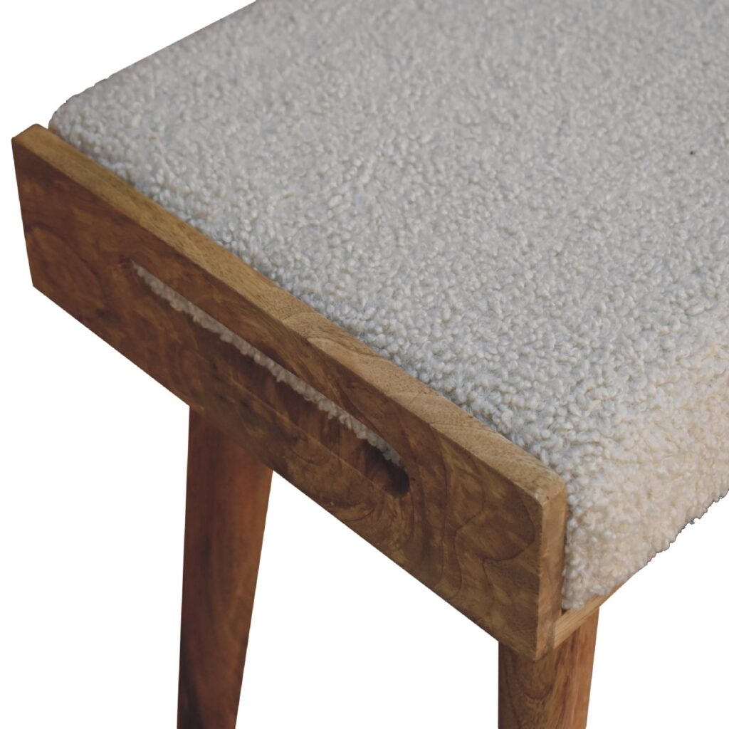 Boucle Cream Tray Style Footstool - Image 6