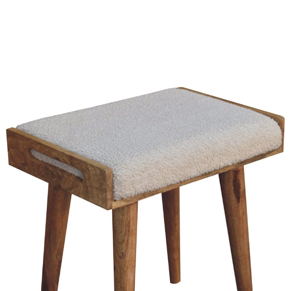 Boucle Cream Tray Style Footstool - Image 7