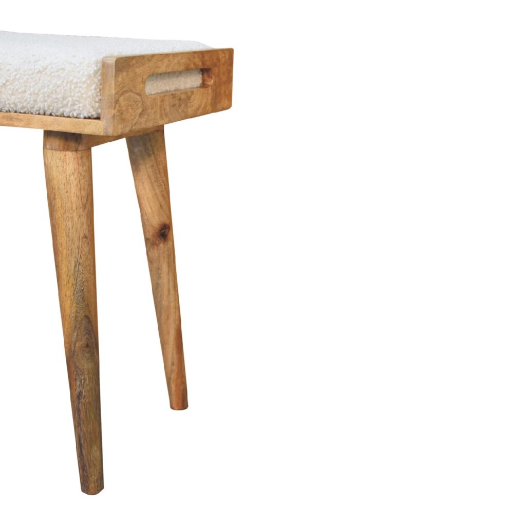 Boucle Cream Tray Style Footstool - Image 9