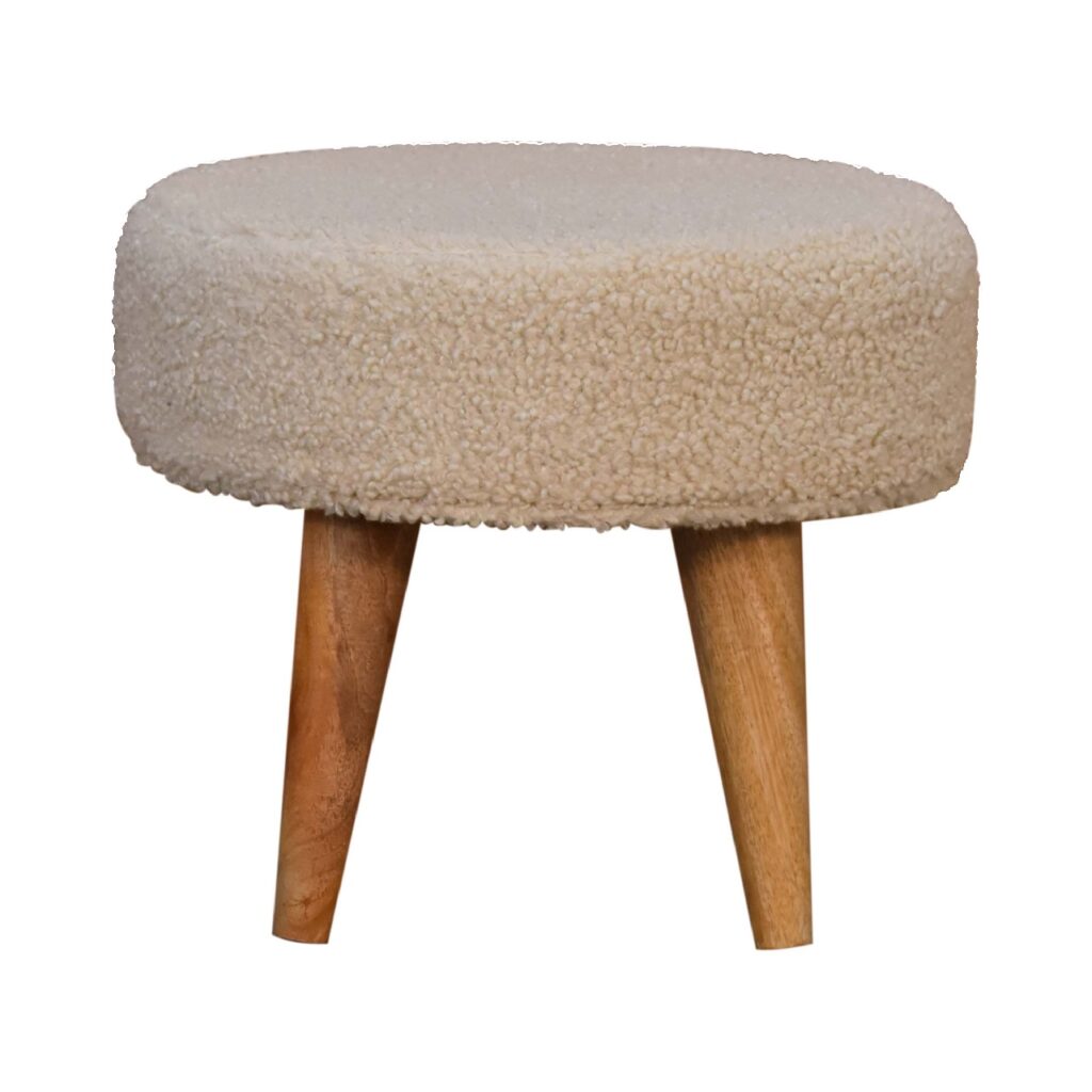 Cream Boucle Petite Footstool - Image 2