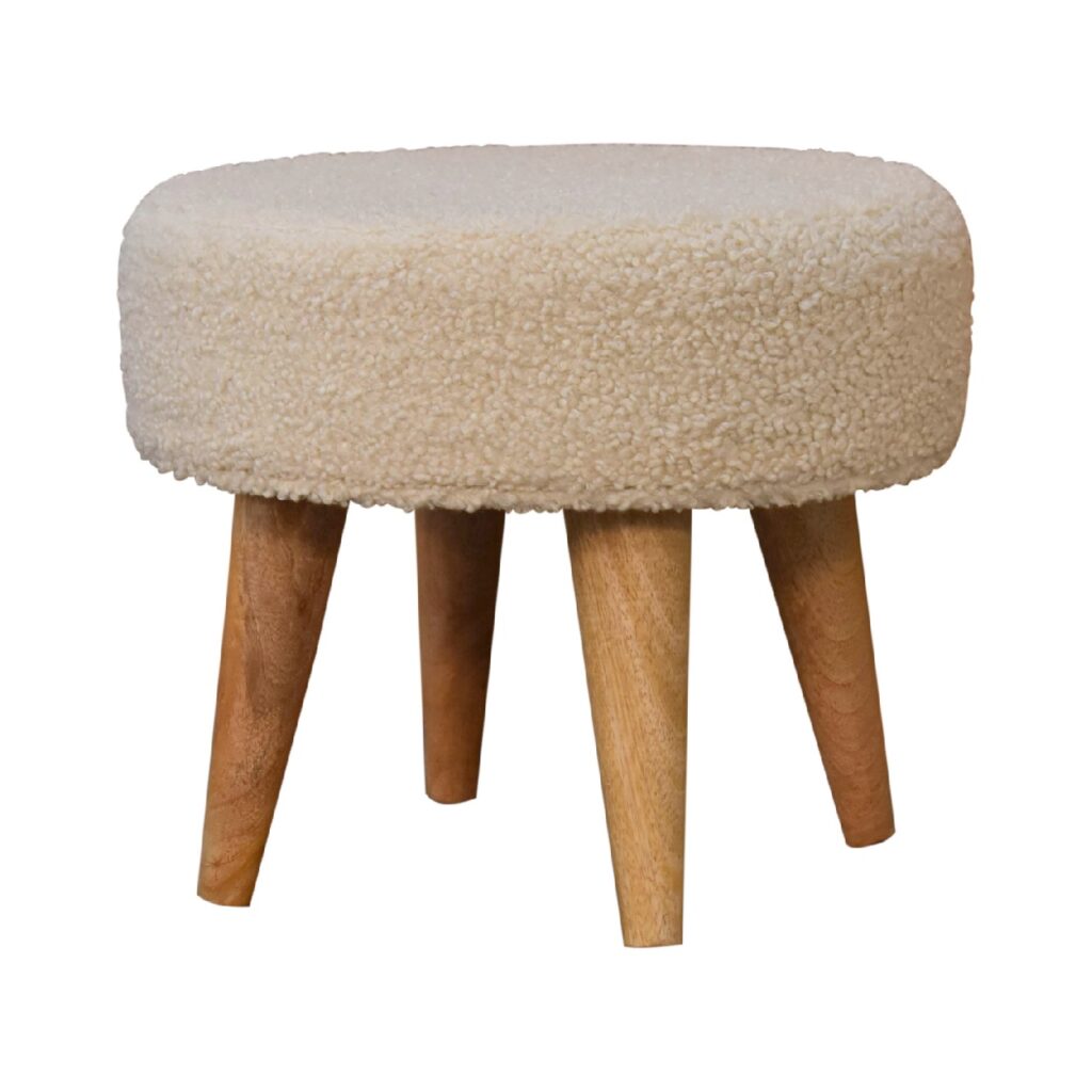 Cream Boucle Petite Footstool - Image 4