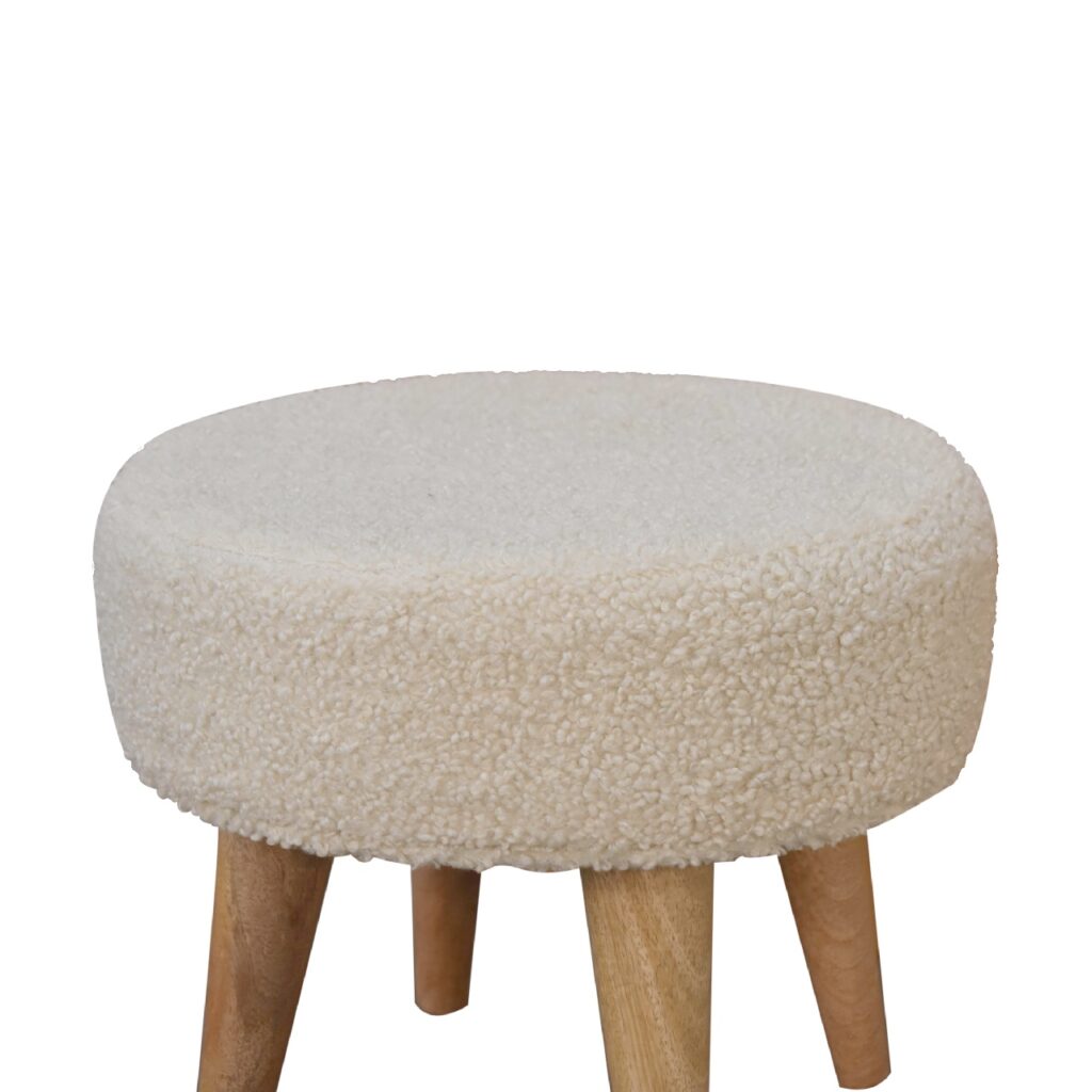 Cream Boucle Petite Footstool - Image 5