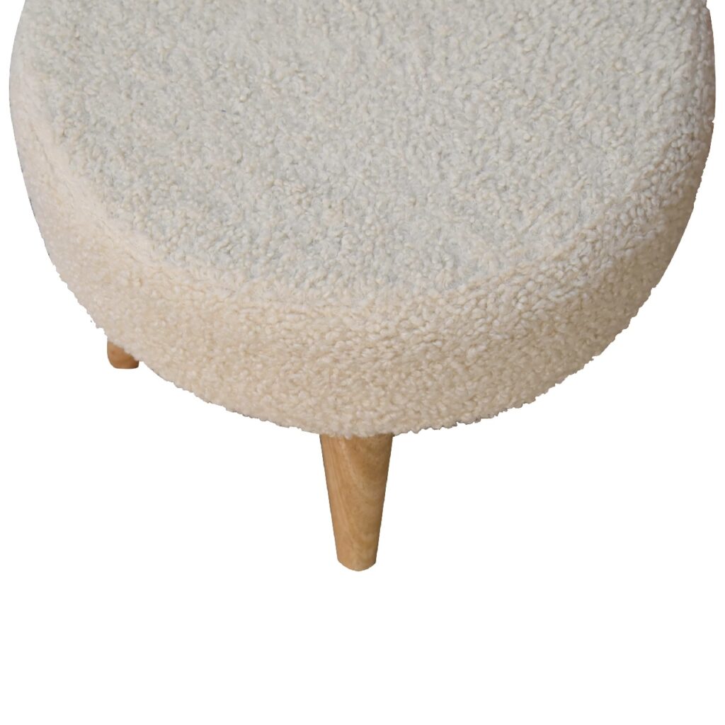 Cream Boucle Petite Footstool - Image 7