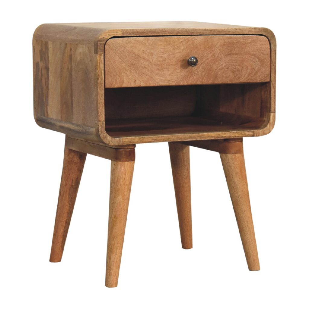 Curved Oak-ish Open Bedside - Image 3