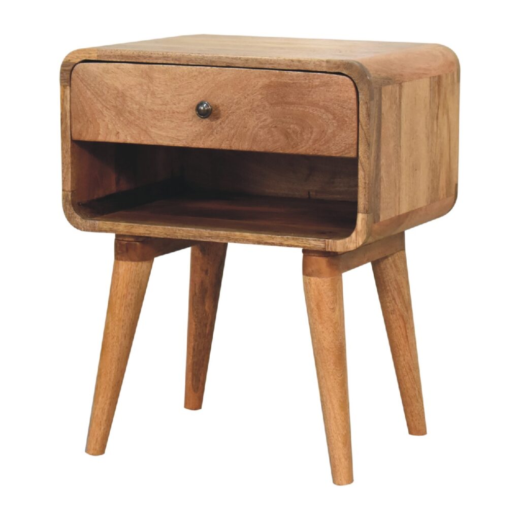 Curved Oak-ish Open Bedside - Image 4