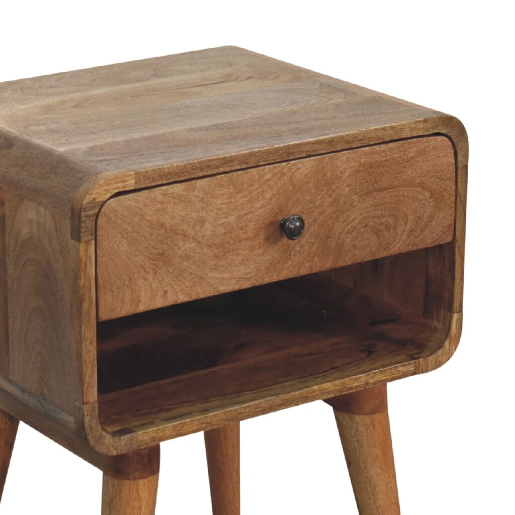 Curved Oak-ish Open Bedside - Image 6