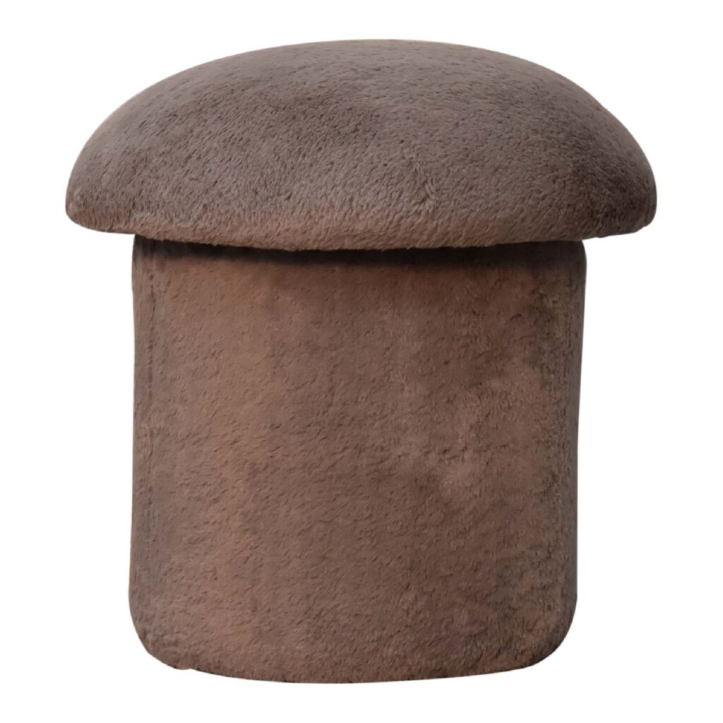 Mocha Faux Fur Mushroom Footstool - Image 2