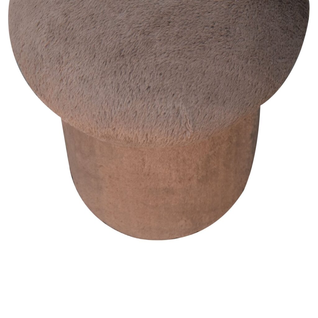 Mocha Faux Fur Mushroom Footstool - Image 4