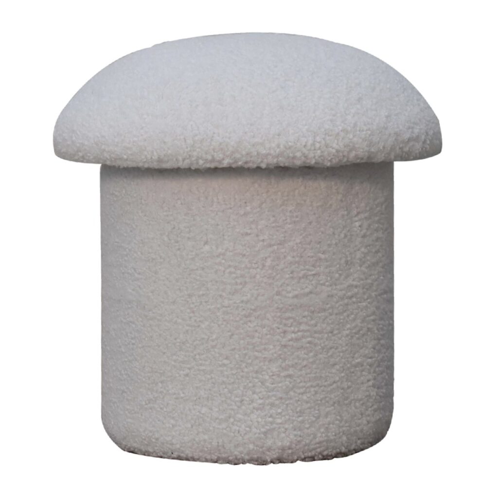 White Boucle Mushroom Footstool - Image 2