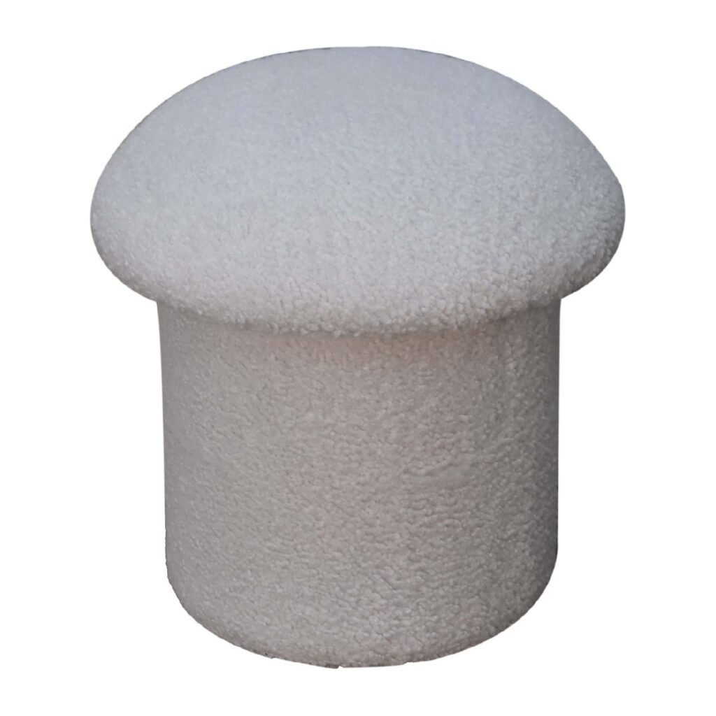 White Boucle Mushroom Footstool - Image 3