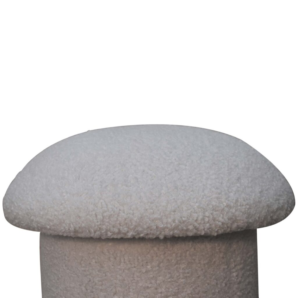 White Boucle Mushroom Footstool - Image 4