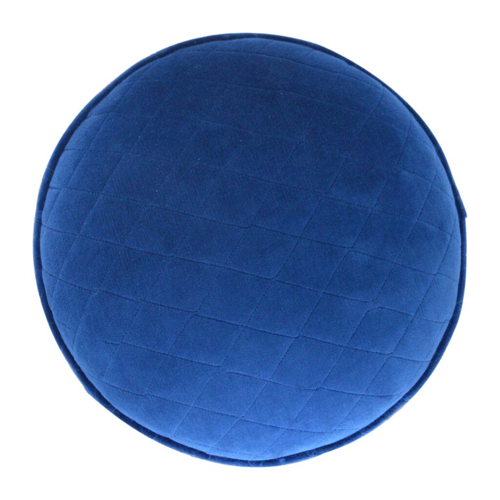 Quilted Blue Velvet Footstool - Image 4