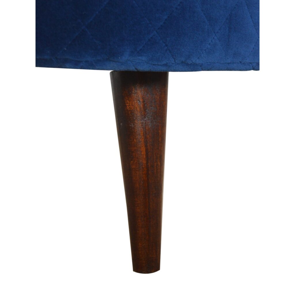 Quilted Blue Velvet Footstool - Image 8