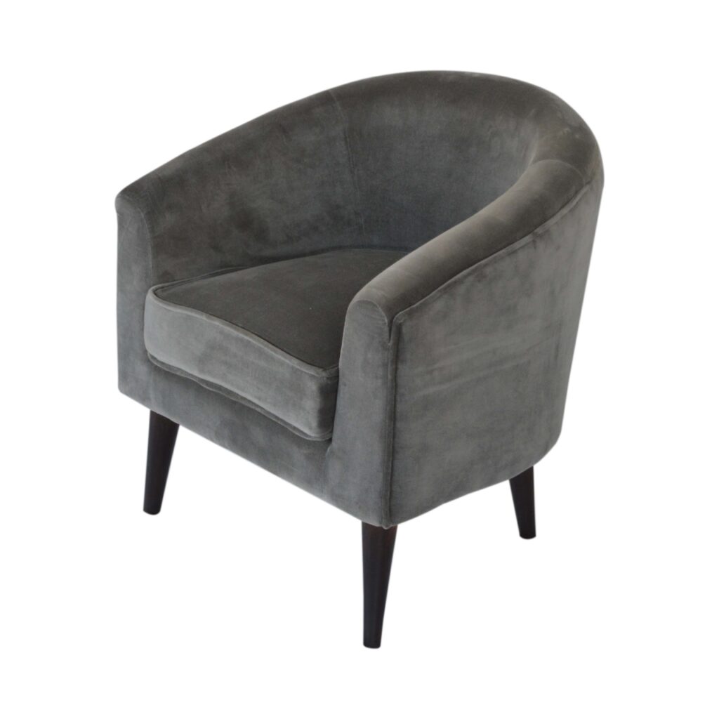 Grey Velvet Nordic Style Armchair - Image 5