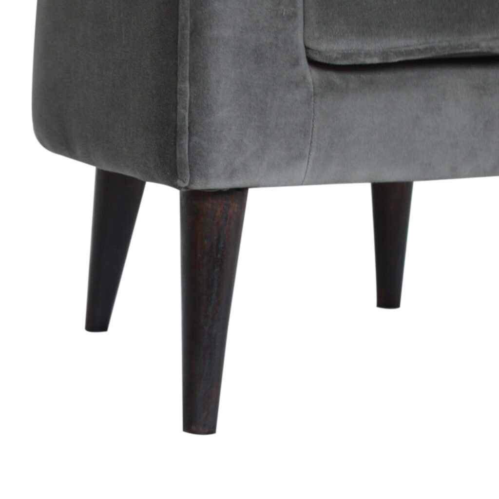 Grey Velvet Nordic Style Armchair - Image 6