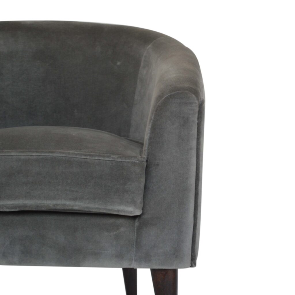 Grey Velvet Nordic Style Armchair - Image 7