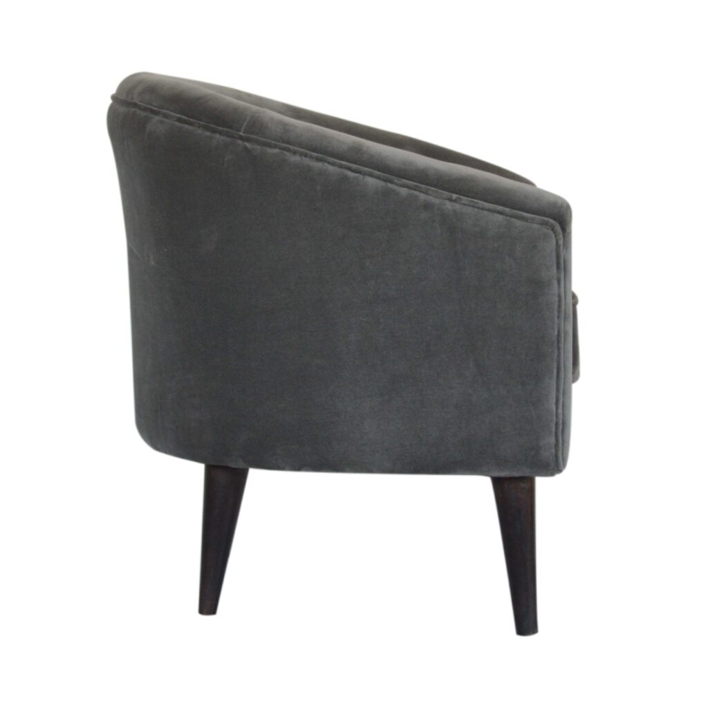 Grey Velvet Nordic Style Armchair - Image 9