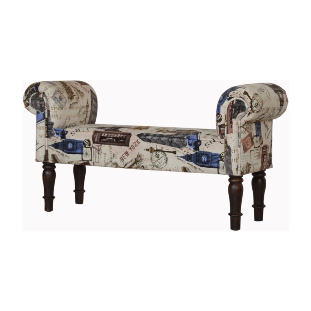 IN1275 - City Printed Bedroom Bench - Image 3