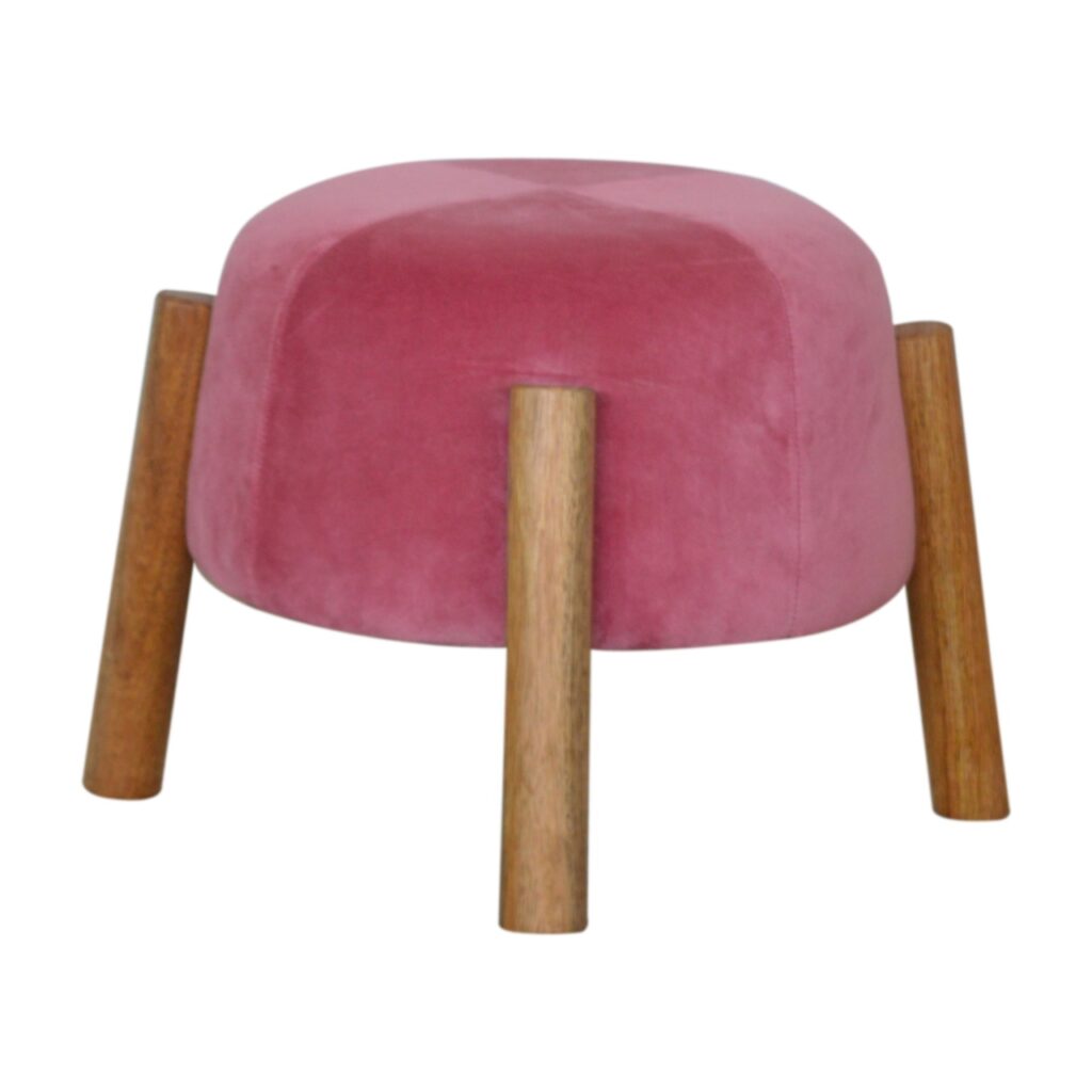 Pink Velvet Cone Footstool - Image 2