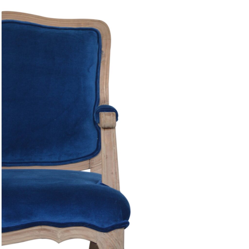 Royal Blue Velvet French Chair - Image 5