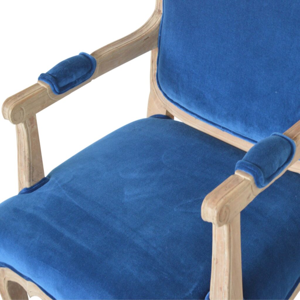 Royal Blue Velvet French Chair - Image 6