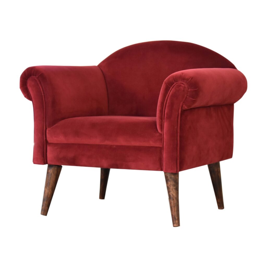 Wine Velvet Nordic Style Armchair - Image 3