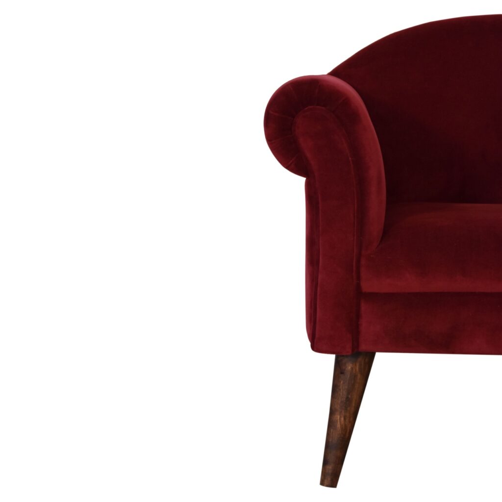 Wine Velvet Nordic Style Armchair - Image 6