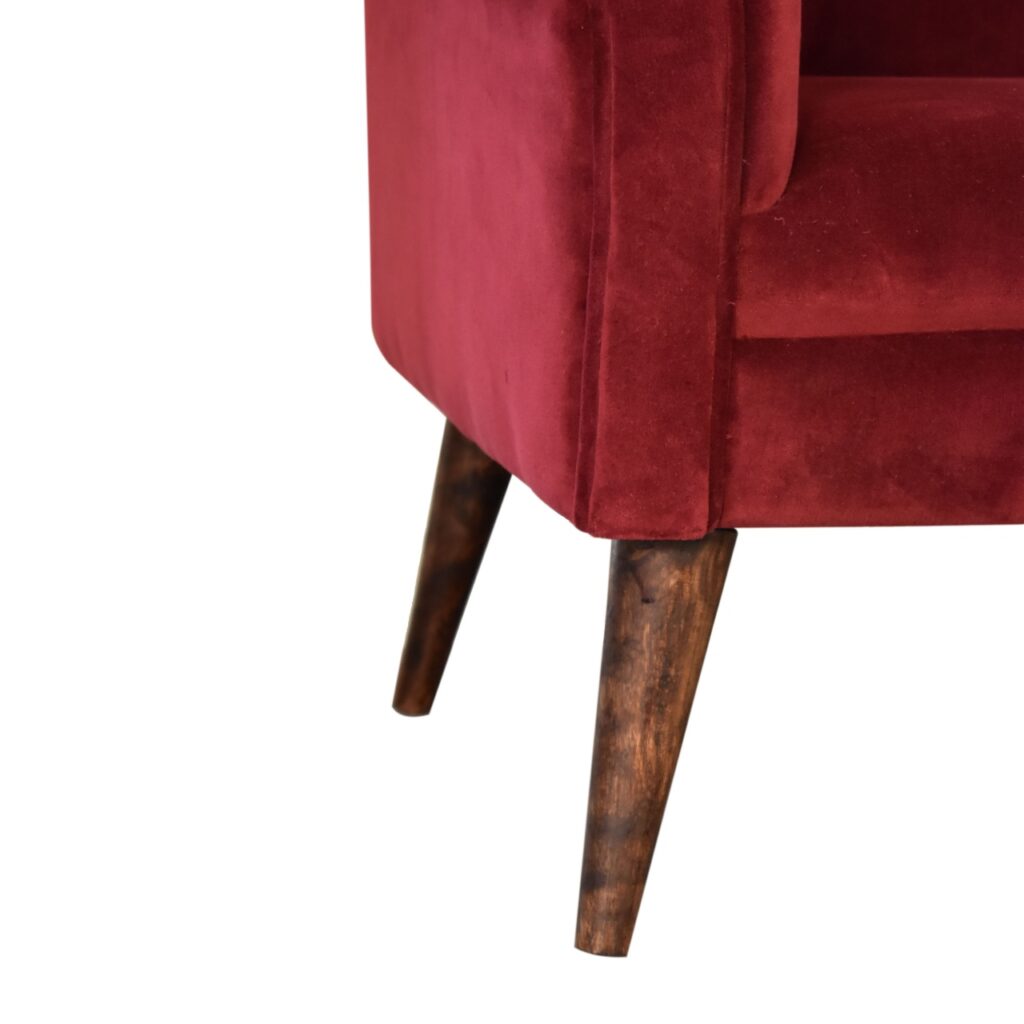 Wine Velvet Nordic Style Armchair - Image 8