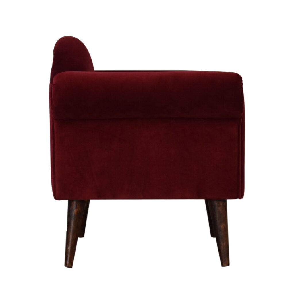 Wine Velvet Nordic Style Armchair - Image 9