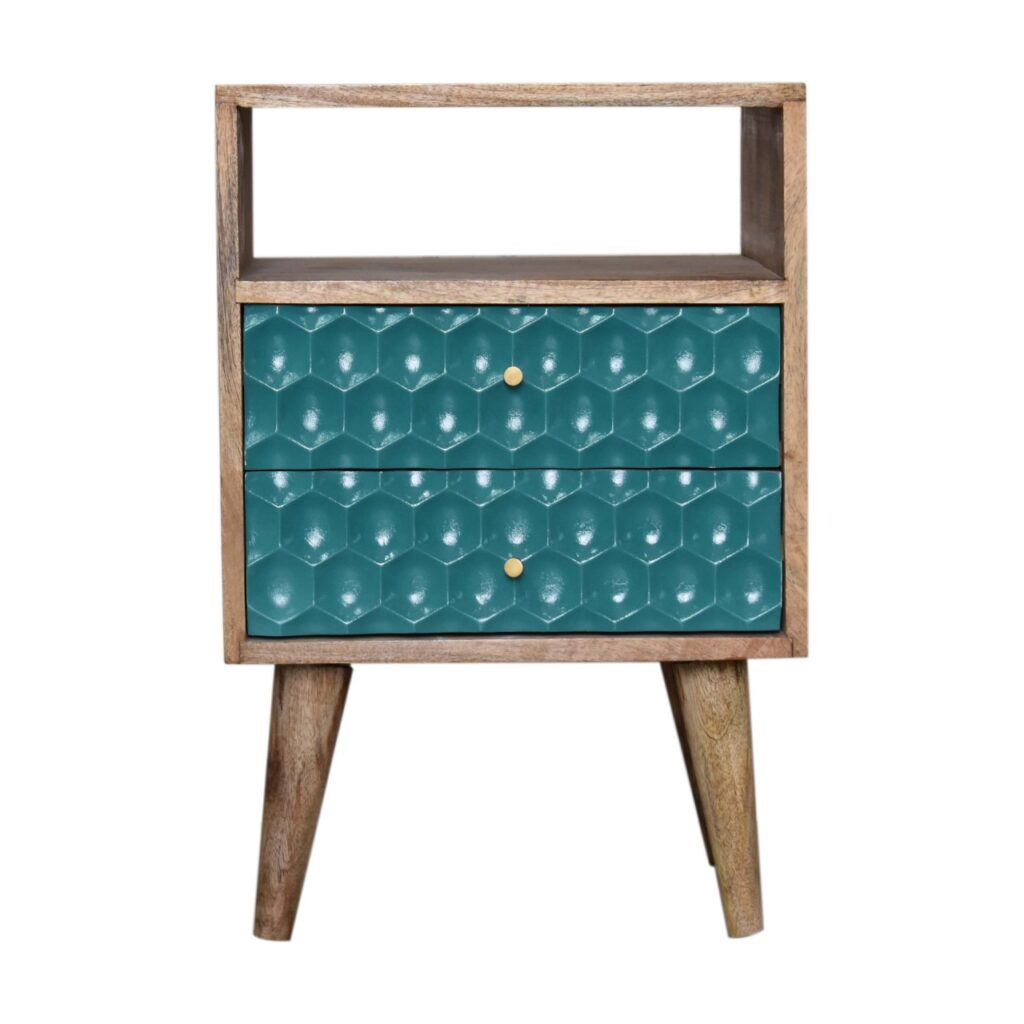 Honeycomb Teal Open Slot Bedside - Image 2