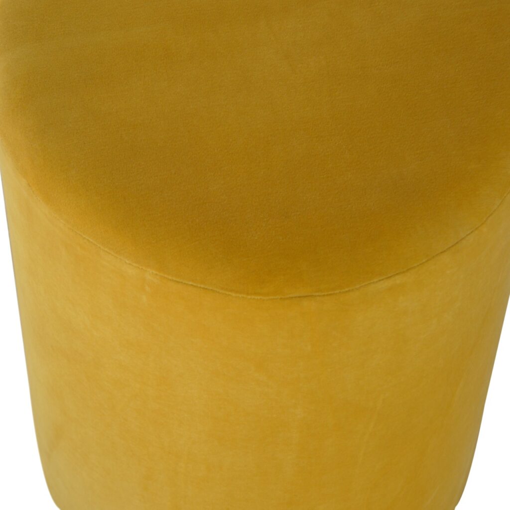 IN818 - Mustard Velvet Footstool with Gold Base - Image 8