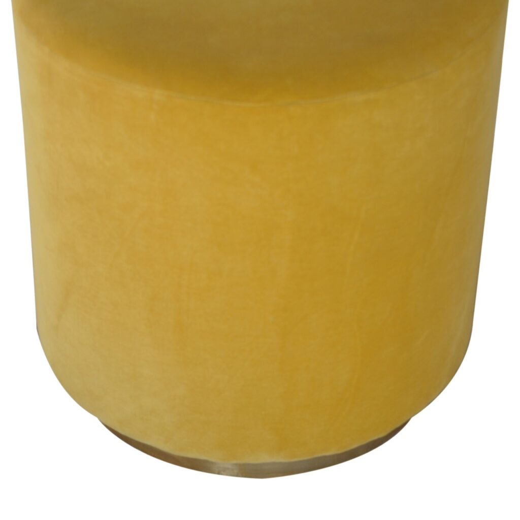 IN818 - Mustard Velvet Footstool with Gold Base - Image 9