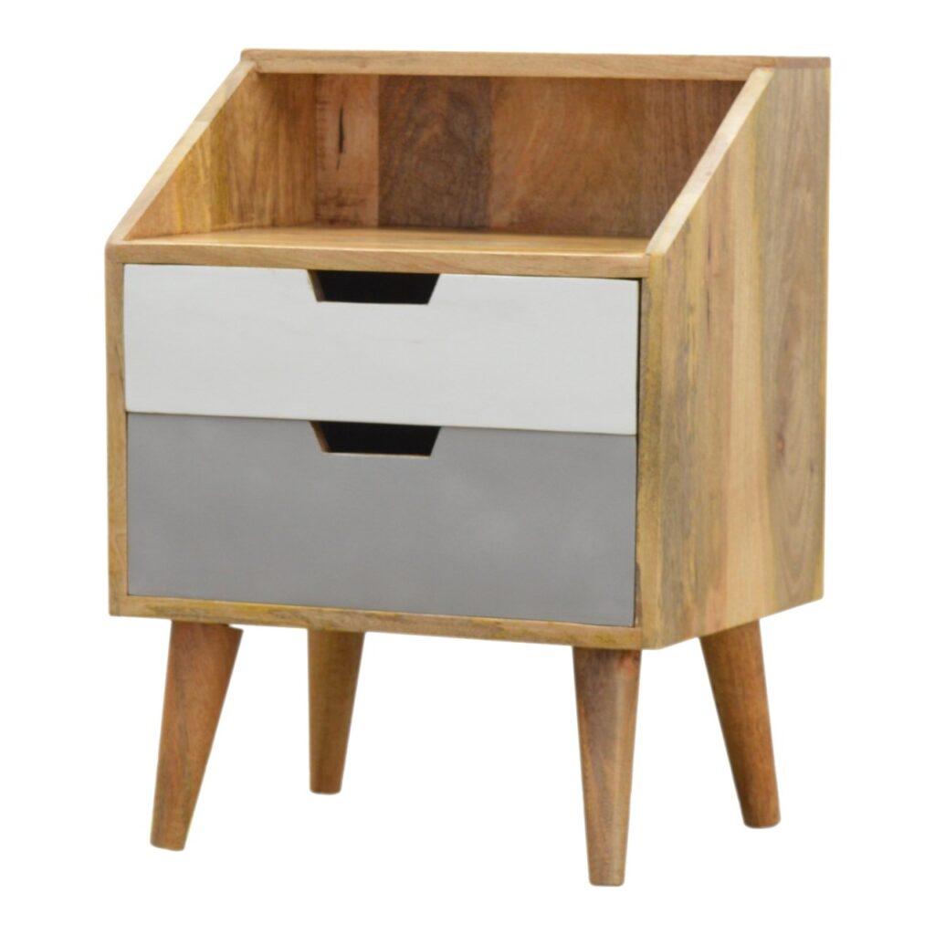 White and Grey Raised Bedside Table - Image 2