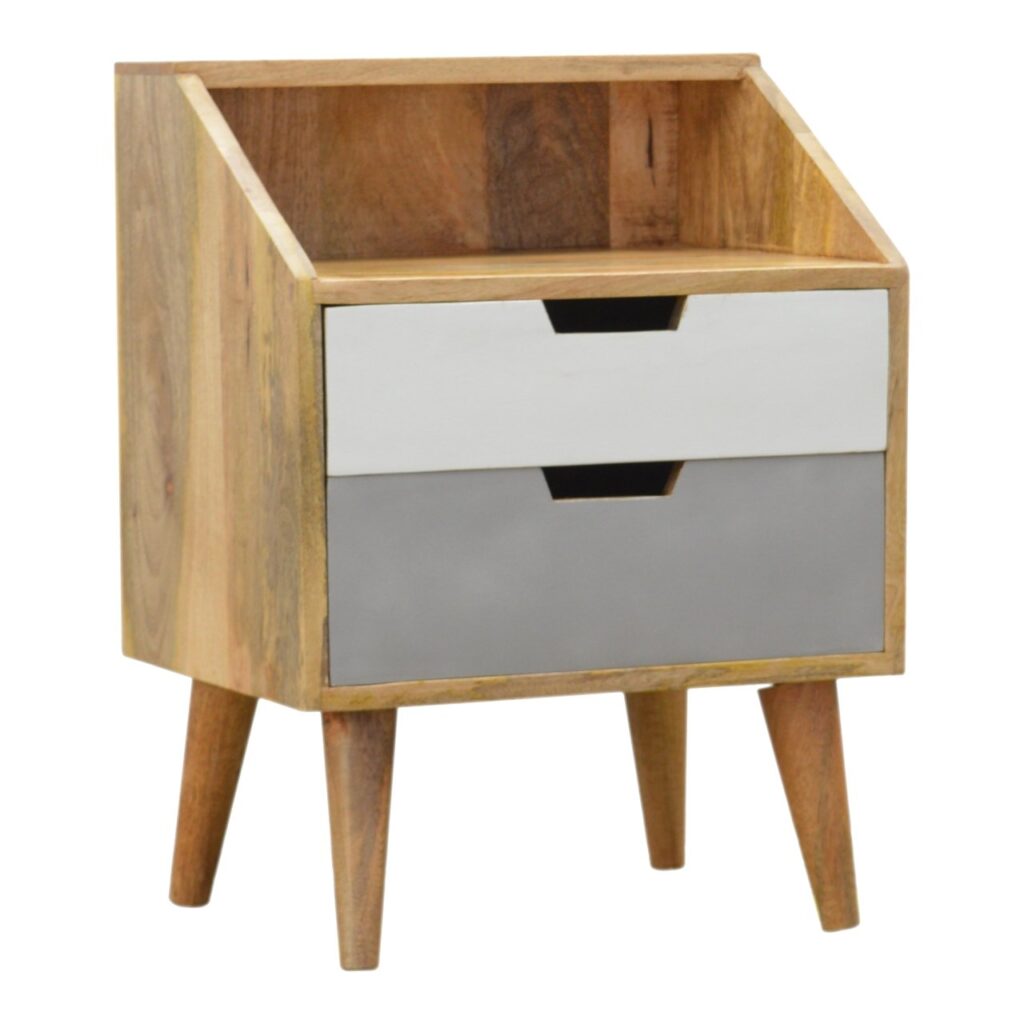 White and Grey Raised Bedside Table - Image 3