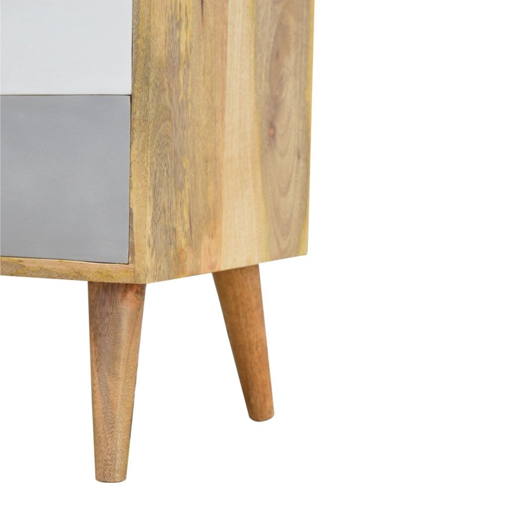 White and Grey Raised Bedside Table - Image 6