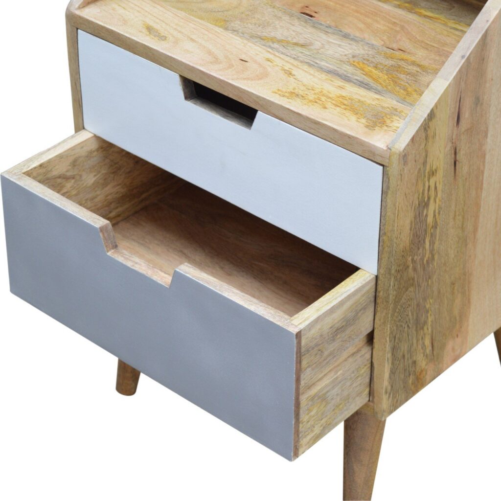 White and Grey Raised Bedside Table - Image 5