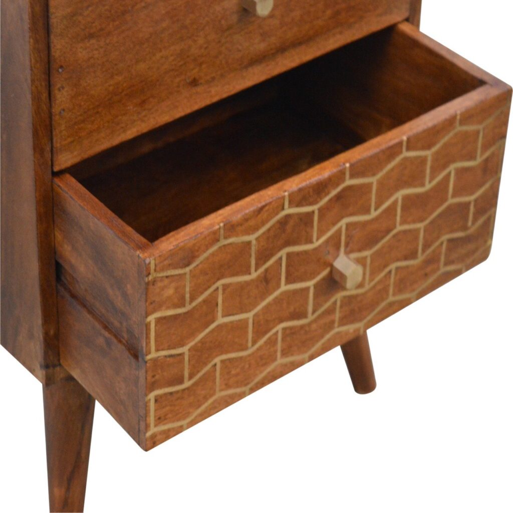 Gold Art Pattern 2 Drawer Bedside - Image 6