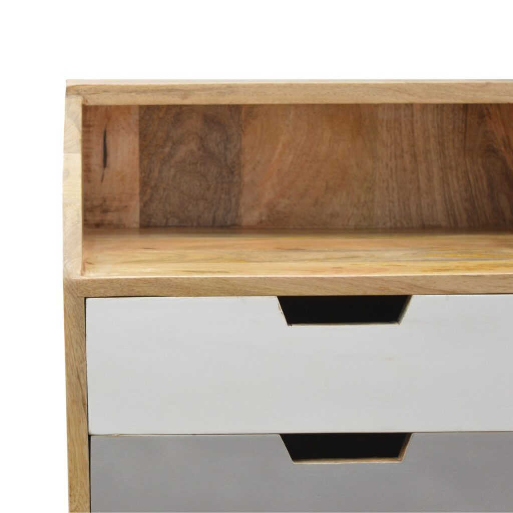 White and Grey Raised Bedside Table - Image 7