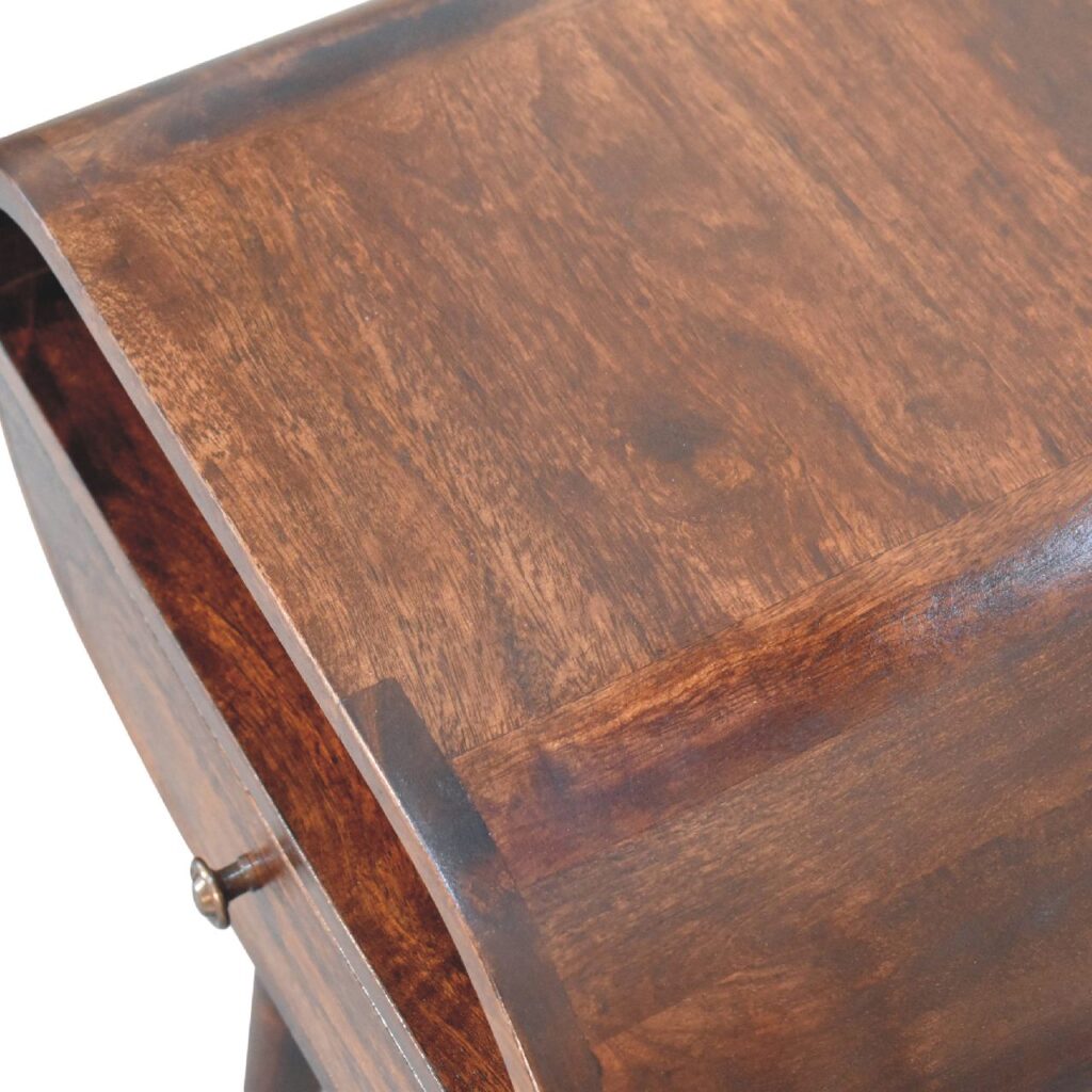 Light Walnut Circular Bedside with Open Slot - Image 6