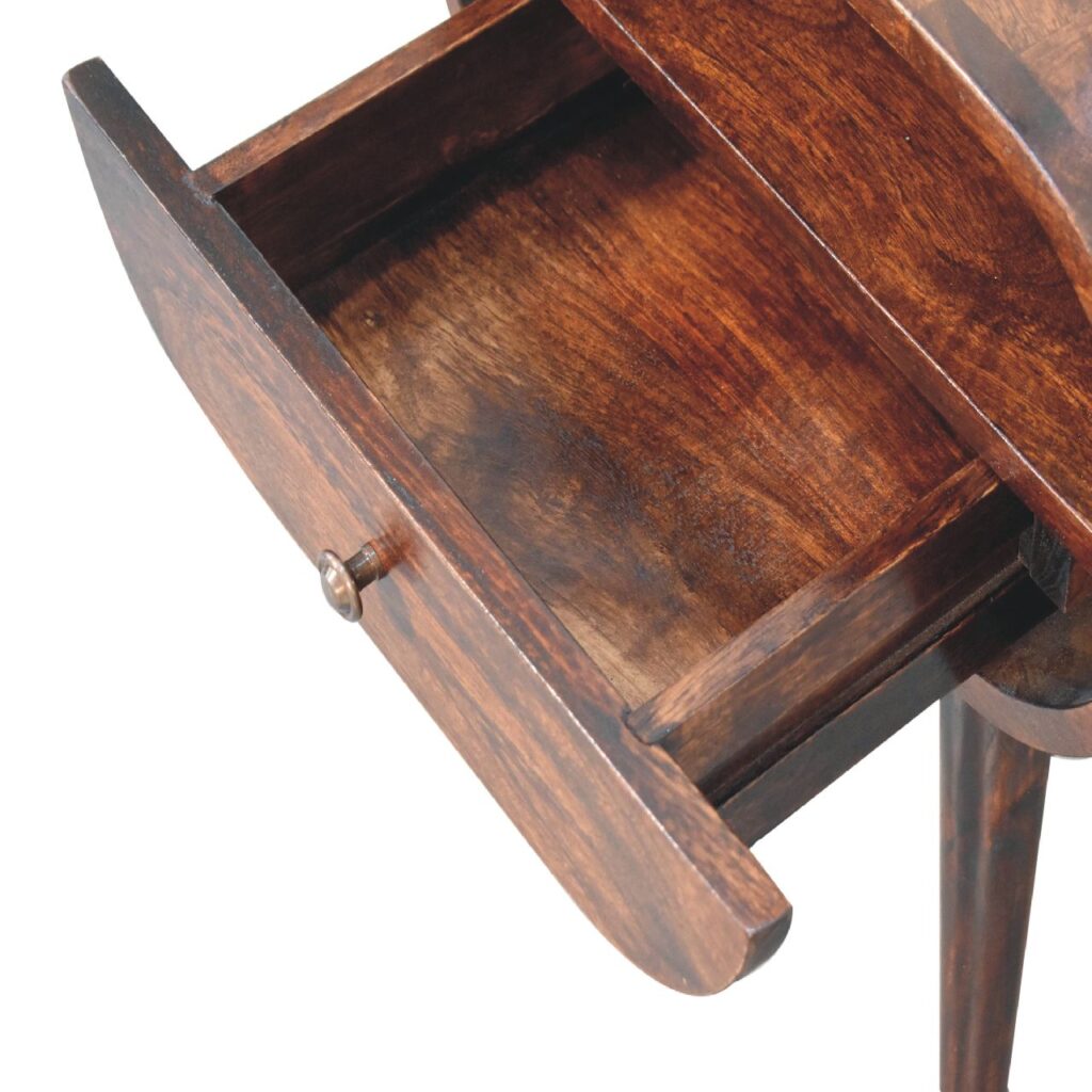 Light Walnut Circular Bedside with Open Slot - Image 7